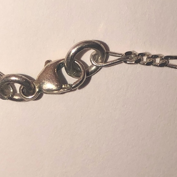 VTG Sterling Amber Pendant & Figaro Link Chain 18” & 1” - Picture 7 of 9